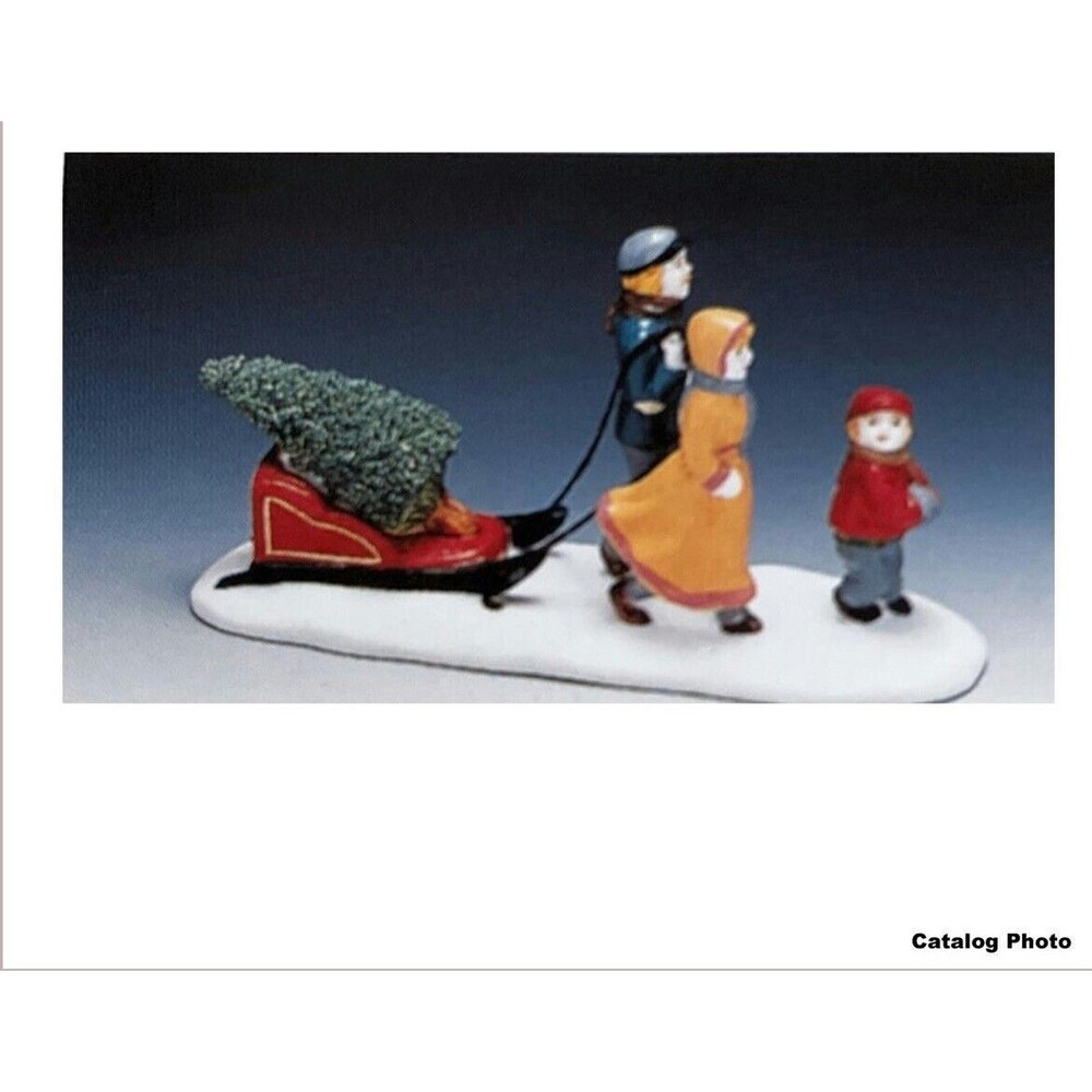 Vintage LEMAX “Family Pulling Tree” Porcelain Dickensvale 1994